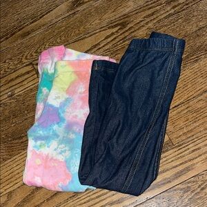 Tie-Dye and Denim Leggings Set